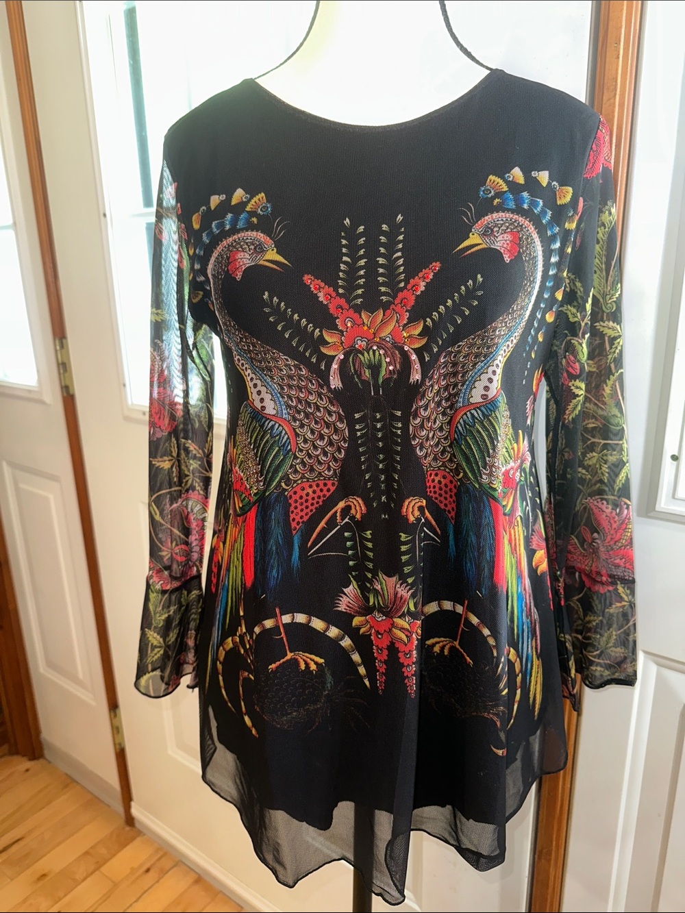 Desigual Mesh Top with  3/4 Sleeves